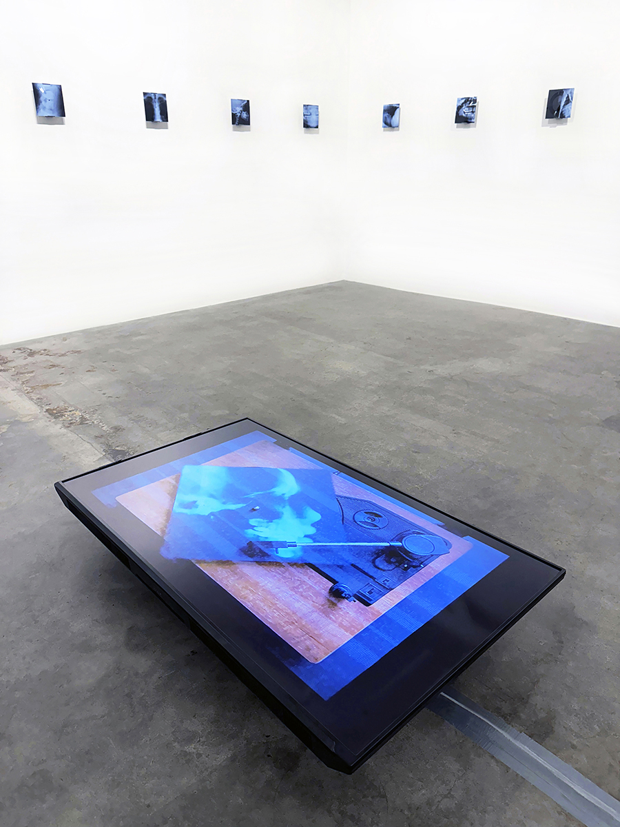 Installation view with audio/video work of Richard Humann: 'Tomorrow I'll Miss You' at Leonovich Gallery, 520 West 24th Street, New York, NY 10011. Courtesy of the artist and Leonovich Gallery.